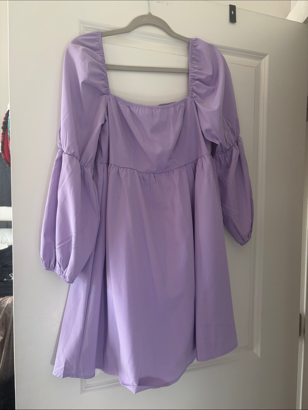 Lilac Long Sleeve Square Neck Mini Dress